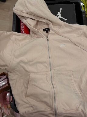 🍋✨ Stussy Stock logo zip hoodie light pink size M